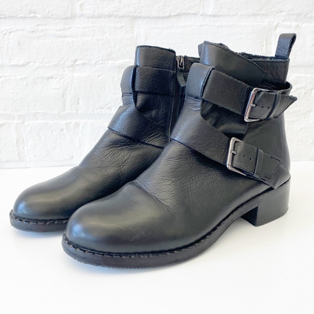 Gentle Souls || Best Of Moto Boots‎ Leather Buckles Black 8.5